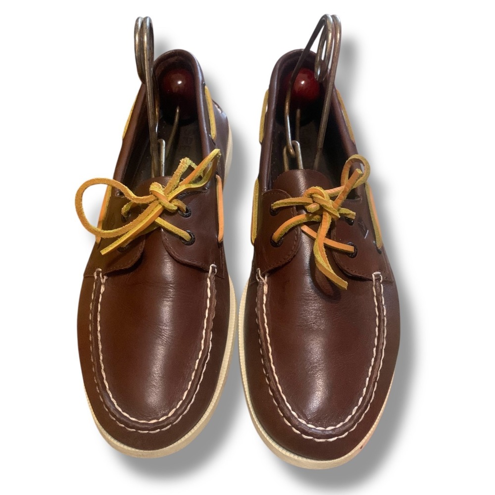 Sperry Top Sider Men's Authentic Original 2 Eye Brown Leather Boat Loafers Sz 12